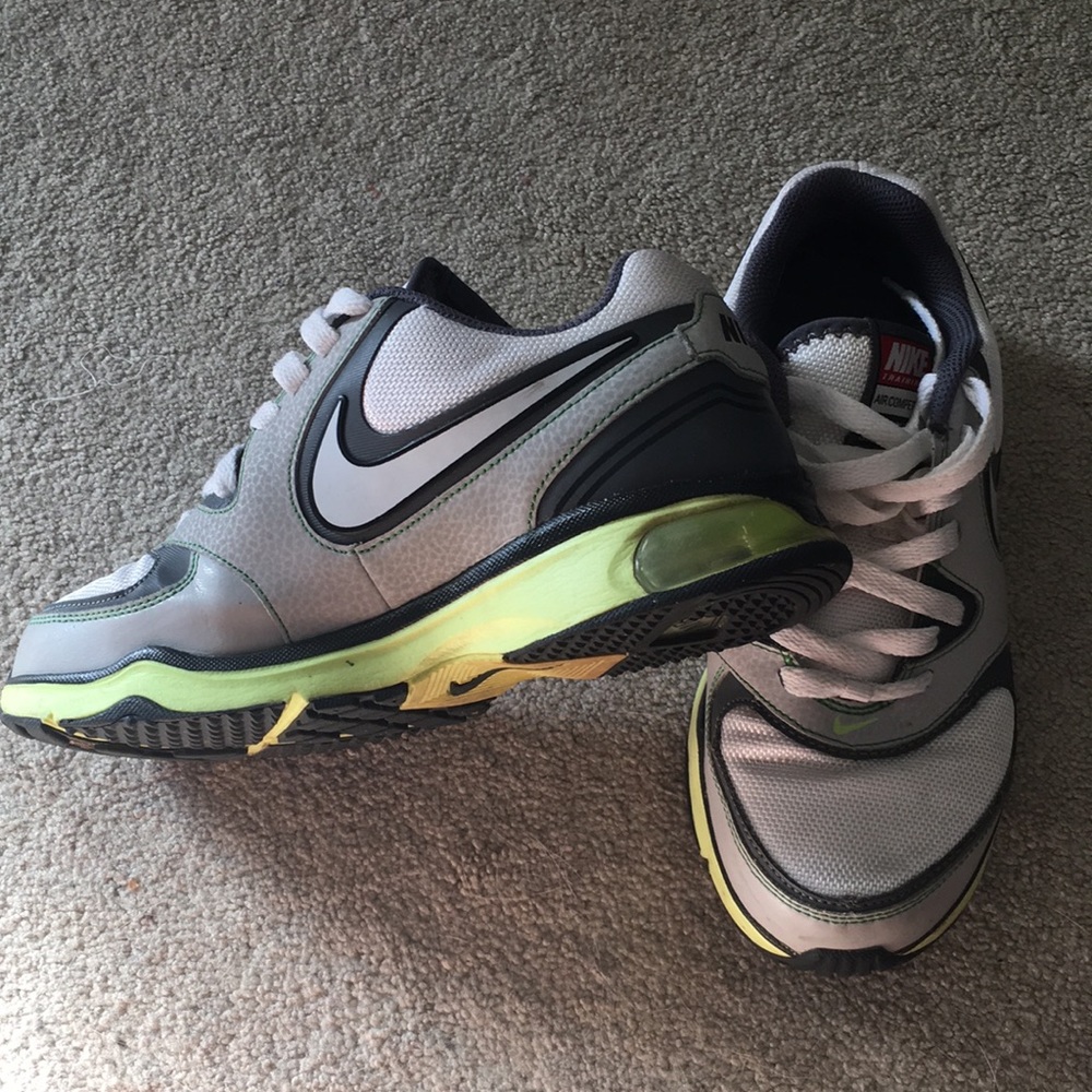 White lime green grey Nike air sneakers